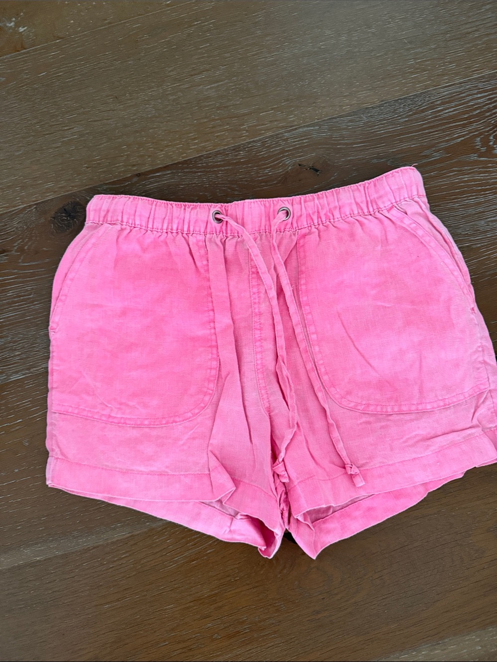 C&C California Pink Drawstring Linen-Blend Athletic Shorts